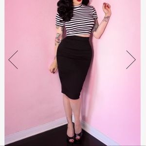 Vixen By Micheline Pitt Black Pencil Skirt